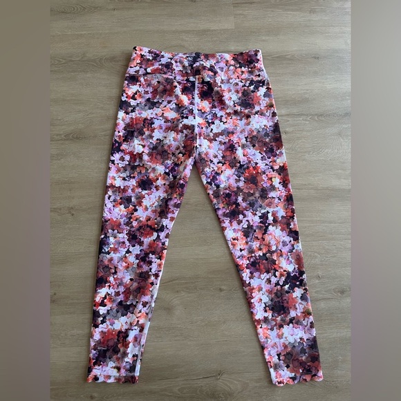 Soft Surroundings Floral Colorful Leggings Scalloped Edge SZ L - Picture 5 of 7